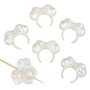 33x27mm 4pcs/bag Acrylic Transparent Bow Hair Hoop Beads For DIY Keychain Jewelry Making