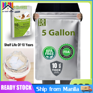 [Original 24 hours delivery] 10 Packs Silver Aluminum Foil Mylar Bag Vacuum Bags Sealer Food Storage Package 5 Gallons Mylar Bags Aluminum Foil For Food Long Term Storage Moisture-Proof Air Tightness