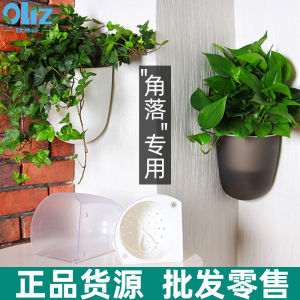 LZD  Chậu Hoa Treo Tường Tại Chỗ Chậu Hoa Lưu Trữ Nước Bằng Nhựa Góc Treo Ba Chiều Củ Cải Xanh