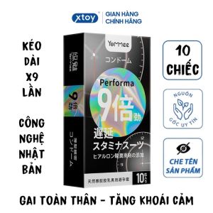 Bao Cao Su YOMMEE Ferforma gân gai kéo dài thời gian gấp 9 lần công nghệ nhật bản nhiều gel  thơm nhẹ Hộp 10 bcs
