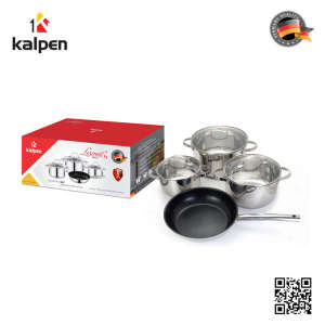 Bộ nồi inox 304 cao cấp 5 đáy Kalpen Lermat L2 kèm chảo chống dính 26cm - Hàng chính hãng Đức bảo hành 5 năm