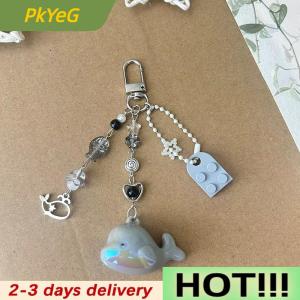 PkYeG 1PC Dolphin Building Block Bead Keychain Brick Heart Key Chain For Boyfriend Girlfriend Matching Keyring Couples Valentines Gift