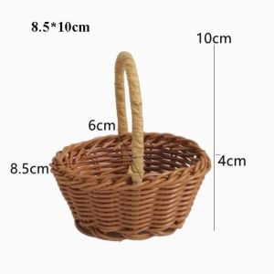 NOBLELUX with Handle Imitation Rattan Handhold 10 Styles Household Weaving Flower Basket High Quality Handwoven Vegetable Fruit Flowers Holder Home Decoration /Restaurant Serving Tabletop Display