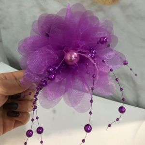BENNETTGC Peony Flower Grasping Clip Plastic Tassel Flower Hairgrips Elegant Sequin Hair Claw Women