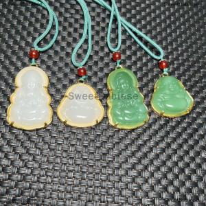 [COD] SweetBabiese Màu Xanh Lá Cây Trắng Phật Vòng Cổ Cho Phụ Nữ Tinh Tế Trung Quốc Phong Cách Maitreya Phật Vòng Cổ Mặt Dây Chuyền Nữ Amulet Ấn Độ Giáo Quà Tặng