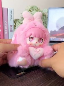 Kawaii Rabbit Ear Plush Doll Keychain Soft Fluffy Bag Charm Pendant  Mini Car Hanging Ornament Gift