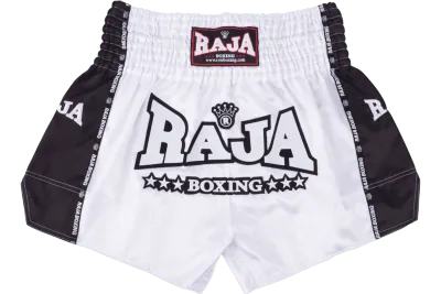 กางเกงมวย กางเกงมวยไทย กางเกงซ้อมชกมวย RAJA BOXING แถบข้างปักมวยไทย (ผ้าต่วนแท้100%) Muay Thai Shorts
