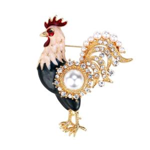 Festive Rooster Brooch Pin Elegant Alloy Accessory Clothing Accessories For Chinese New Year Celebration And Daily Wear