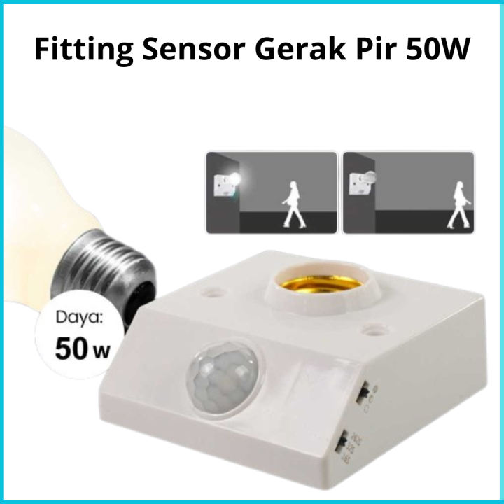 COD Cepat Fitting Lampu Otomatis Sensor Gerak + Delay Motion Light Holder E27 Adapter infrared sensor Gerak PIR 50W