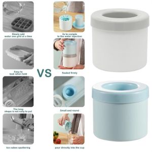 Silicone Ice Cube Molder Silicon With Cover Round Whiskey Cocktail Ice Box Mold Food Grade Ice Maker