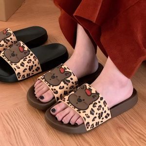THTRHWTH Anti Slip Cartoon Puppy Slippers Open-toe Soft Soled Platform Flip Flops Soft PVC Flat Slippers Women Girls
