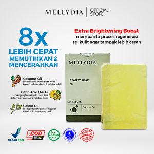 Pemutih Sabun Muka Pencerah Wajah Ekstrak Coconut Oil Memudarkan Flek I MELLYDIA Beauty Soap 70g BPOM