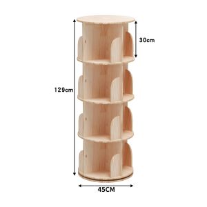 [SG SELLER] Elegant Rotatable Bookshelf - 360-Degree Solid Wood Spinning Storage Organizer for Books Decor and More