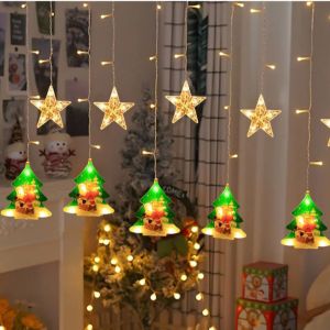 3M Christmas Lights Curtain Christmas Ornaments Colorful Hanging Snowman Lights for Birthday wedding Party christmas House Decor
