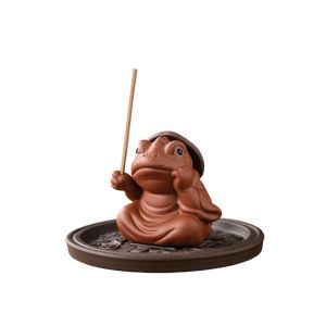 MAOMEI HOUSE Nàng Tiên Cóc Lọ đốt trầm hình con cóc bằng gốm sứ Phong cách Thiền Trung Hoa Gốm sứ Lọ đốt trầm bằng gốm hình con cóc Khay đựng nhang Đồ trang trí bàn làm việc Lò đốt nhang Dùng cho hương thơm gia đình