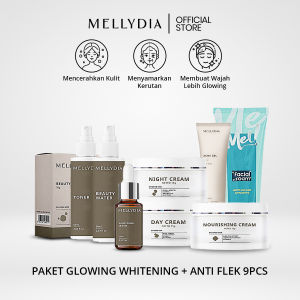 Paket Pemutih Lengkap 9Pcs Skincare Pencerah Memudarkan Flek Hitam di WajahI MELLYDIA Platinum BPOM