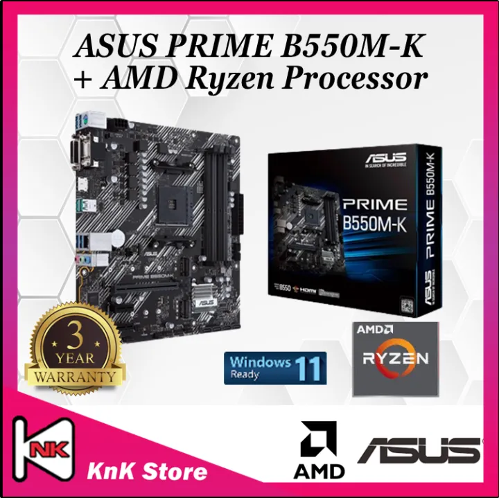 ASUS PRIME B550M-K AM4 mATX Motherboard + AMD RYZEN 5 / RYZEN 7 CPU COMBO