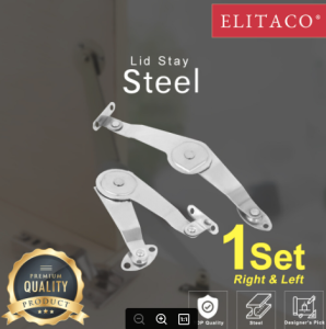 1 Pair Cupboard Folding Cabinet Door Steel Silver Lid Stay Support Hinges ELITACO 9 567 " 5"