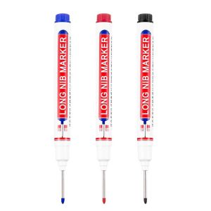 15pcs 3 colors 22MM Long Head Markers Bathroom Woodworking Decoration Multi-purpose Deep Hole Marker Pens Red Black Blue