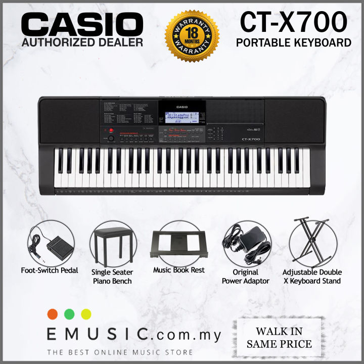 Casio CTX700 61key Portable Keyboard with Bench & Pedal (CTX700 / CTX