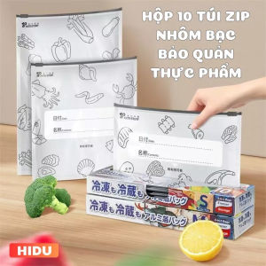 PVN75144 Hộp 10 Túi Zip Bạc Bảo Quản Thực Phẩm 23x17cm – Túi Zip Lá Nhôm Tái Sử Dụng Giữ Thực Phẩm Tươi Lâu