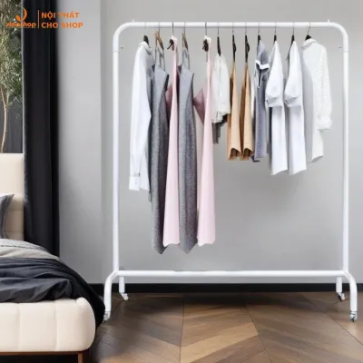 VNS - 010 sào Trưng Đồ Shop Nữ Giá Kệ Treo Quần Áo Sào Sắt 1 Tầng Treo Đồ Shop Chân Chữ U.
