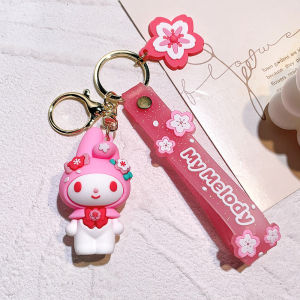 Sanrio Sakura Keychain Cartoon Cherry Blossom Season Hello Kitty Melody Car Keychain Pendant Cute Cinnamoroll Kuromi Pom Pom Purin Pendant