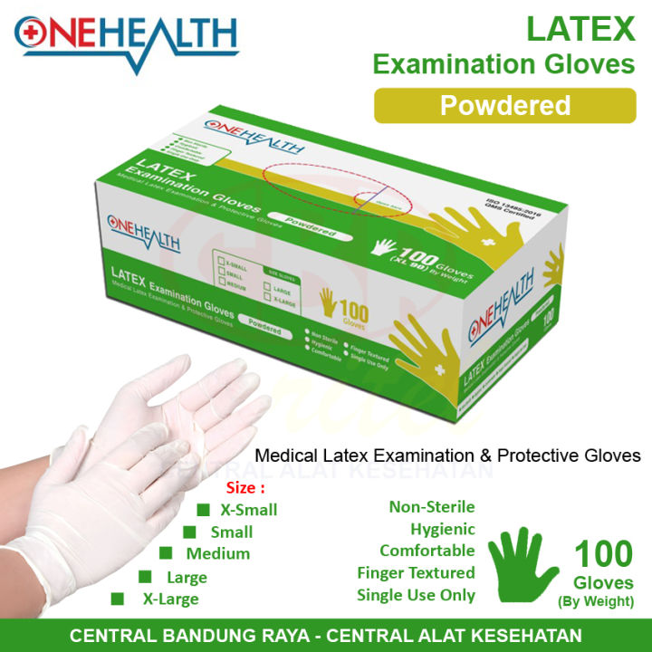 ONE HEALTH Sarung Tangan Karet Latex Examination Gloves Powdered