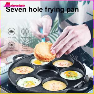 【HOT】 กระทะเหล็กหล่อ 7 หลุม สำหรับทำไข่เจียวและอาหารเช้า สีดำ ทนทานและไม่ติดกระทะ เหมาะสำหรับครัวไทยและการทำอาหารทุกวัน