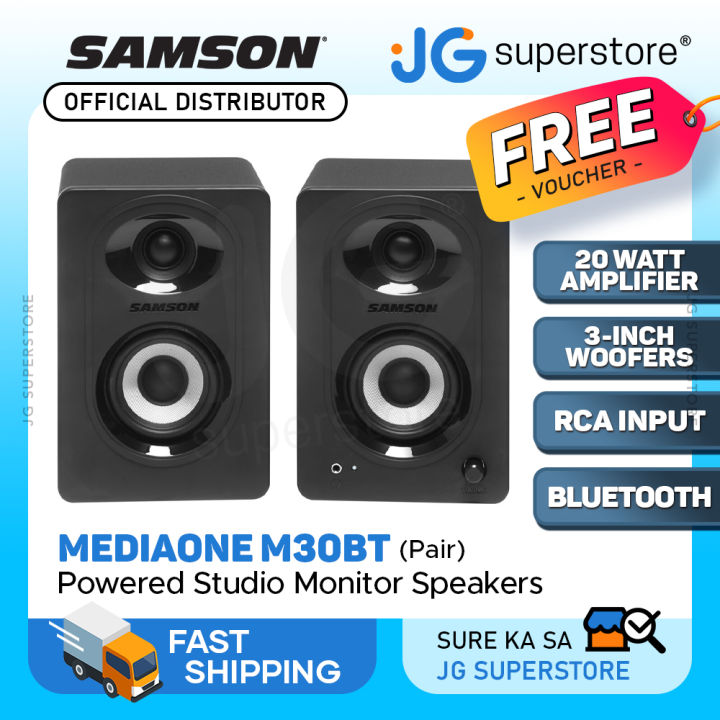 Samson MediaOne M30BT 20W Powered Stereo Two-way Bluetooth Studio Monitor  Speakers with 3