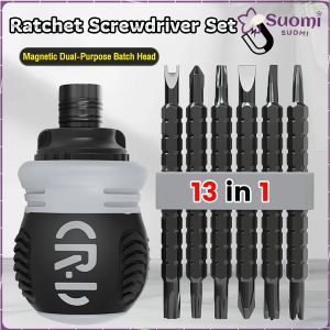 Suomi 13 in 1 Ratchet Screwdriver Set Alloy Steel Magnetic Dual-Purpose Batch Head Telescopic Screwdriver