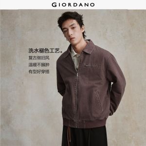Giordano Men 100% Cotton vintage wash padded jacket Free Shipping 18075828