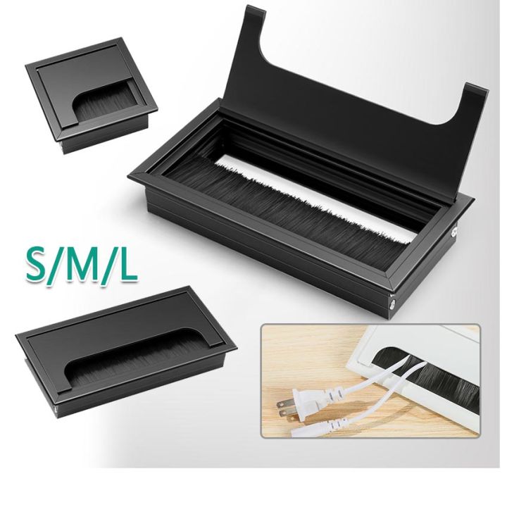 Desk Cable Hole Cover Grommet Insert Wire Cable Holder Aluminium Alloy Rectangle Line Box