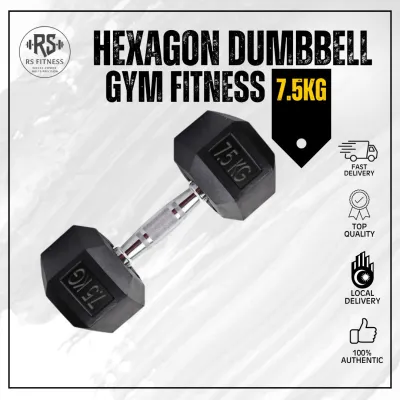 Hexagon Dumbbell 7.5KG Gym fitness dumbbell weight lifting Angkat berat Indoor muscle training