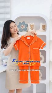 MELCO PLAIN COTTON POLO T-SHIRT TERNO PAJAMA w/ LINING FOR ATE 1-5YO