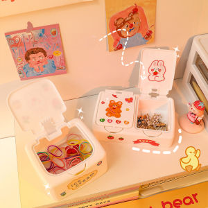 Cute Plastic Button Desktop Organiser Jewellery Storage Box Dormitory Organising DIY Press Organiser