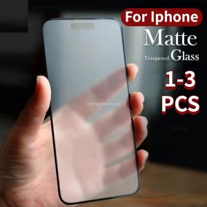 1-3PCS Screen Protector For Iphone 15 14 13 12 Plus Pro Max ProMax Mini 2023 Matte Frosted Anti Fingerprint Full Cover Black Tempered Glass Front Film Ultra Slim
