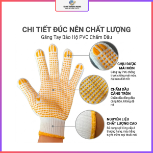 Găng Tay Bảo Hộ Chấm Nhựa PVC Chống Trượt Cực Tốt - Găng Tay Sợi Bông Co Giãn Thoáng Khí Bảo Vệ Đầu Ngón Tay Cao Cấp