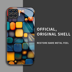 สำหรับ Oppo A93 4G และ Oppo F17 Pro เคสศัพท์ป้องกันการตกที่มีสี่เหลี่ยมเล็กๆ สีสันสดใส บุคลิกภาพทันสมัย