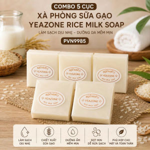 🧼 Combo 5 cục Xà Phòng Sữa Gạo YEAZONE Rice Milk Soap – Làm Sạch Dịu Nhẹ Dưỡng Da Mềm Mịn PVN9985