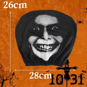 2PCS Halloween Car Headrest Cover Spooky Horror Decor Universal Fit Elastic Polyester Seat Head Protector Auto Interior for Party