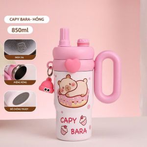 Ly Giữ Nhiệt Rainbow CAPYBARA Inox 316 Cao Cấp Dung Tích 850ml Có Tay Ống Hút Tiện Lợi