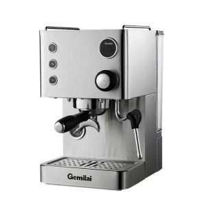 Gemilai CRM3007L Semi-Automatic Espresso Coffee Machine Professional Pump Pressure Extraction with Visual Pressure Gauge Small Commercial & Household Use One‑Touch Start for Espresso Extraction Mode