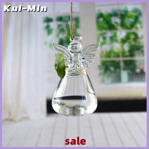 Kui-Min 1PC Angel รูปแก้วโปร่งใสแจกันดอกไม้แขวนแจกันสวนตกแต่ง