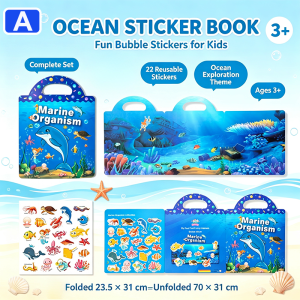 Kids DIY Quiet Book Jelly Bubble Stickers Re‑Stickable No Residue 12 Themes Educational Imagination Fine Motor Skill Activity Toy