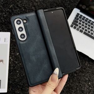 For Samsung Z Fold 5 6 7 Leather Case Pure Color 3 in 1 Hinge Protection Shockproof Cover for Samsung Galaxy Z Fold 4 5 6 7