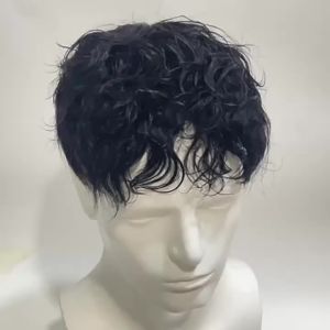 Long Texture Iron 100% Human Hair Mens Toupee Fashion And Handsome Style Hair Piece Breathable Net Hair Replacement Natural Color