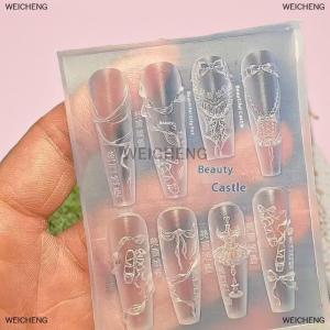 [COD] WEICHENG Ribbon Bow Ballet Shoes 3D Silicone Nail Art Mold DIY Nail Art Decoration Transparent Carving Template Manicures Design Tool