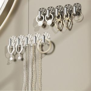CUNXIN 20pcs Hanging Wall Hook Transparent Wall Mounted Jewelry Display Rack Multi-functional Self Adhesive Necklace Storage Rack Key