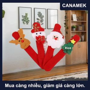 【CANAMEK】 5pcs Giáng sinh vỗ tay Vòng đeo tay phim hoạt hình Santa Claus Snowman Tuần Lộc Papa Vòng tròn dây đeo cổ tay kỳ nghỉ bên trẻ em Quà tặng